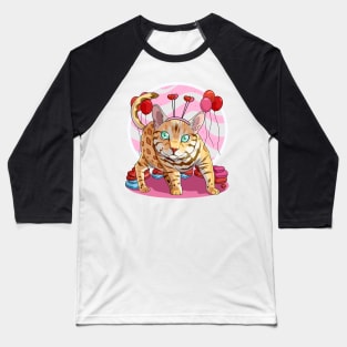 Bengal Cat Valentines Day Heart Kitten Love Baseball T-Shirt